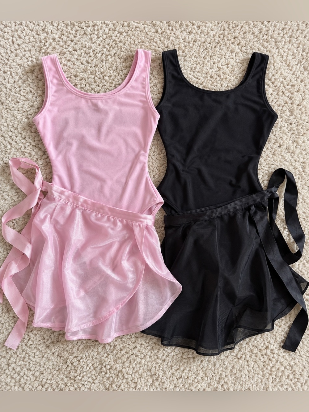 Capezio Ballet Leotard & Wrap Skirt 4 Piece Bundle Pink Black M/L adult
